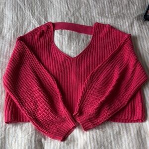 Women's Open Back Sweater - Pink